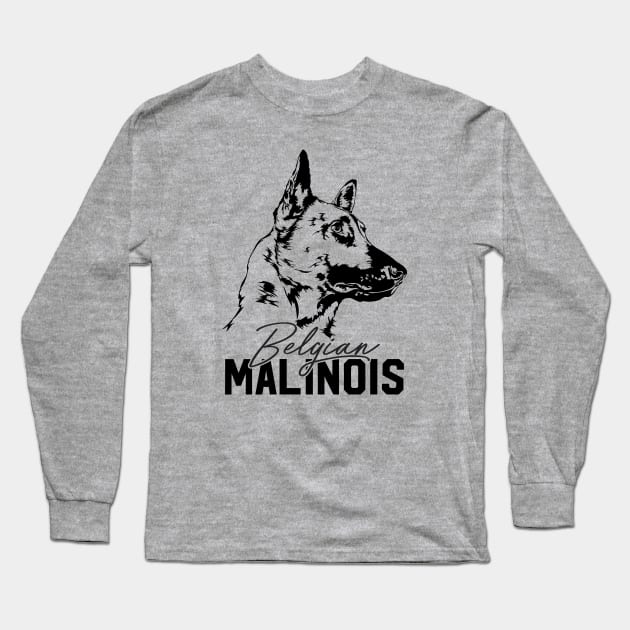 Belgian Shepherd Malinois dog portrait Long Sleeve T-Shirt by wilsigns